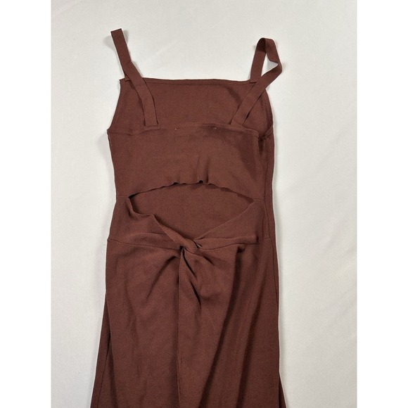 ZARA Knit Twist Back Cutout Maxi Dress Brown/Maroon Bodycon Backless Size M - Picture 5 of 8